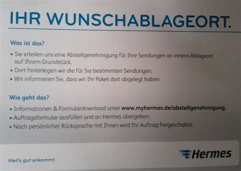 hermes ablagegenehmigung|wunschablageort hermes.